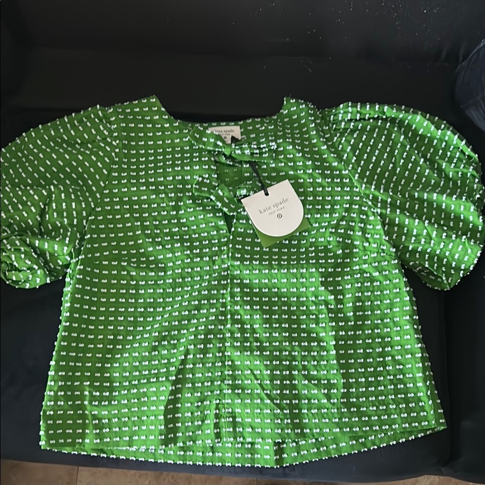 Kate Spade x Target Charming Green Puff Sleeve Blouse